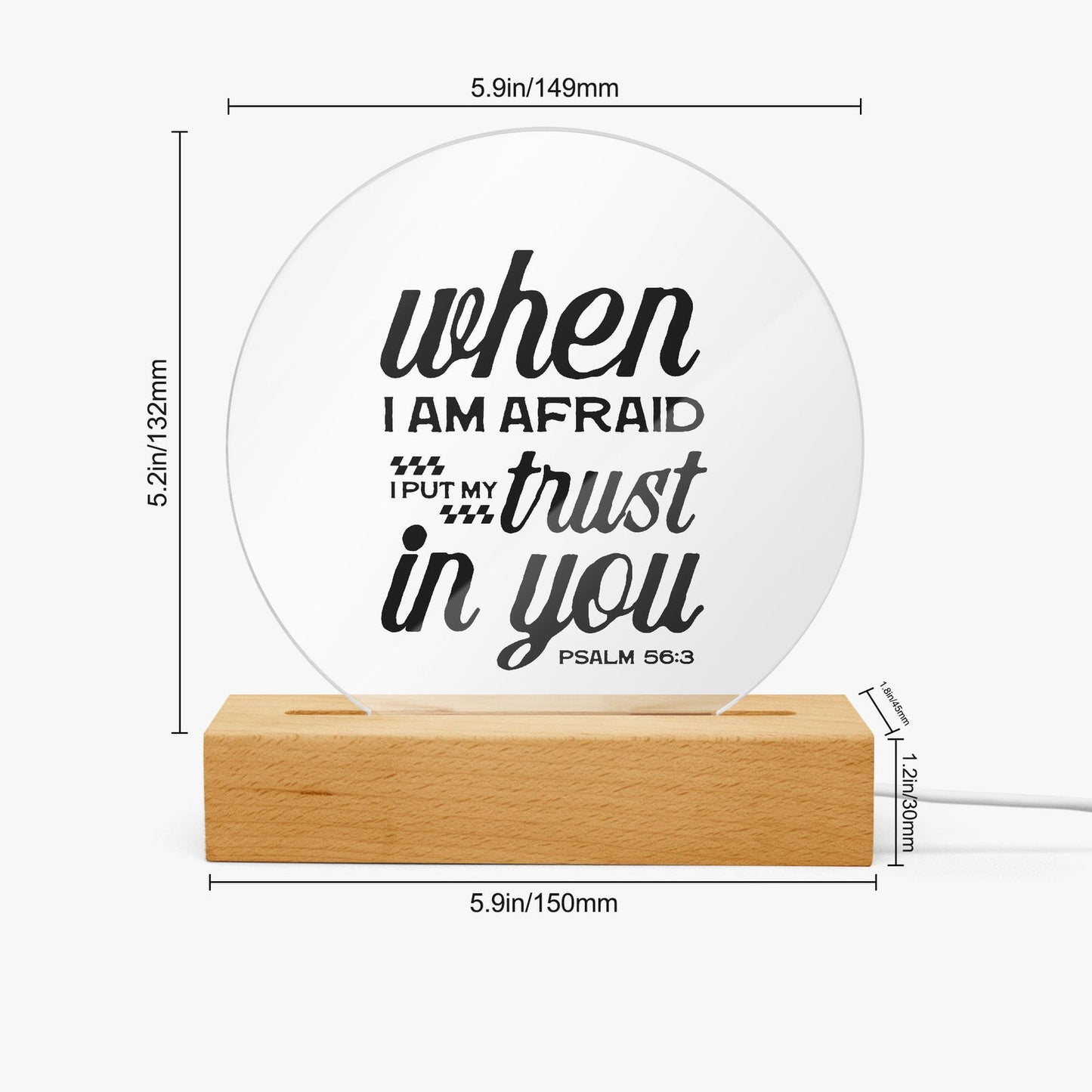 I Put My Trust In You Christian Acrylic Plaque with Stand - Round - ClaimedbyGodDesigns