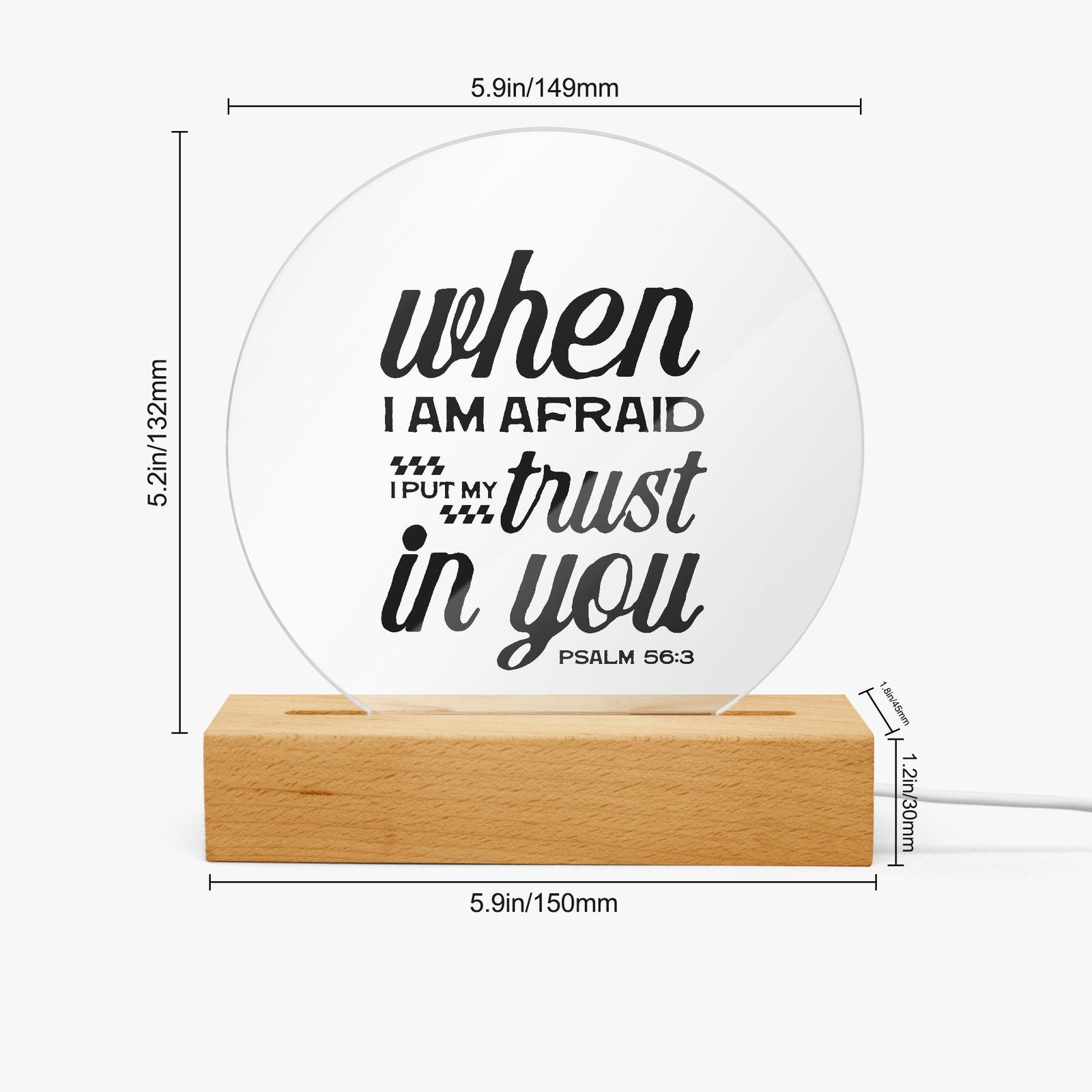 I Put My Trust In You Christian Acrylic Plaque with Stand - Round - ClaimedbyGodDesigns
