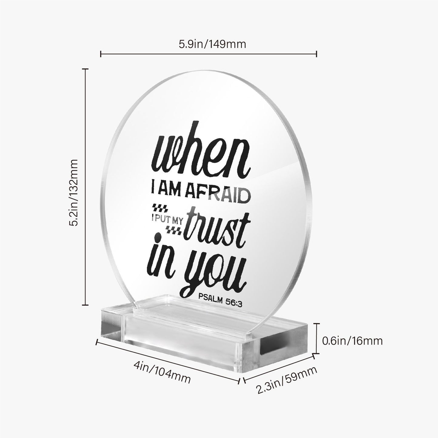 I Put My Trust In You Christian Acrylic Plaque with Stand - Round - ClaimedbyGodDesigns
