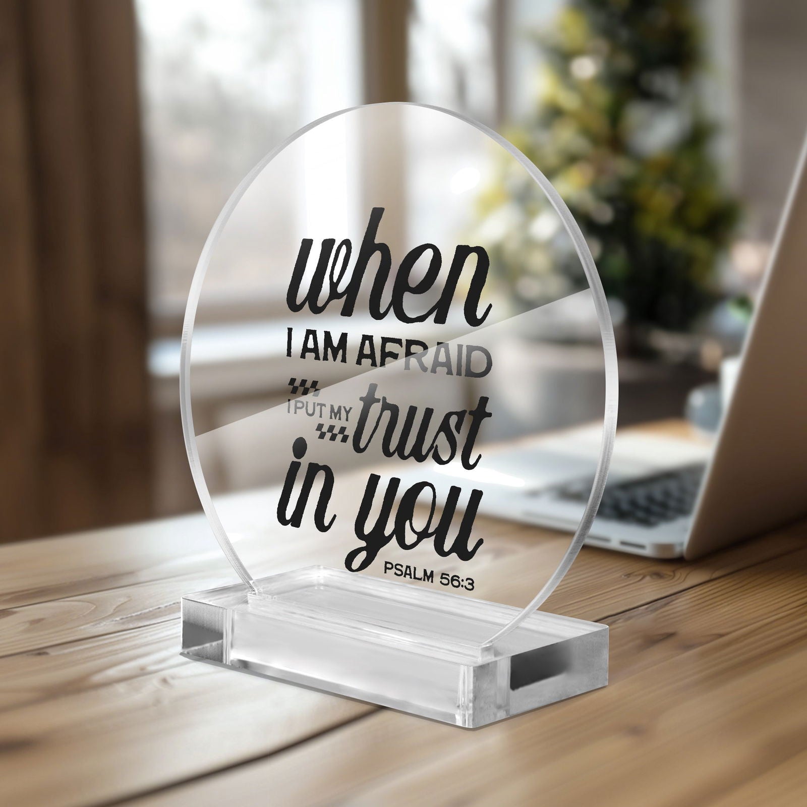 I Put My Trust In You Christian Acrylic Plaque with Stand - Round - ClaimedbyGodDesigns