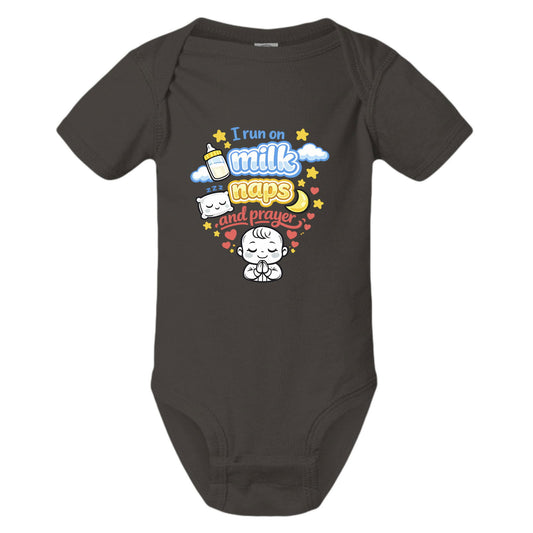 I Run On Milk Naps And Prayer Christian Baby Jumpsuit - ClaimedbyGodDesigns