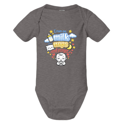 I Run On Milk Naps And Prayer Christian Baby Jumpsuit - ClaimedbyGodDesigns