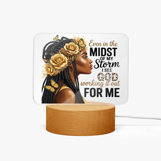 I See Him Working It Out For Me Christian Acrylic Plaque with Stand - Rectangle - ClaimedbyGodDesigns