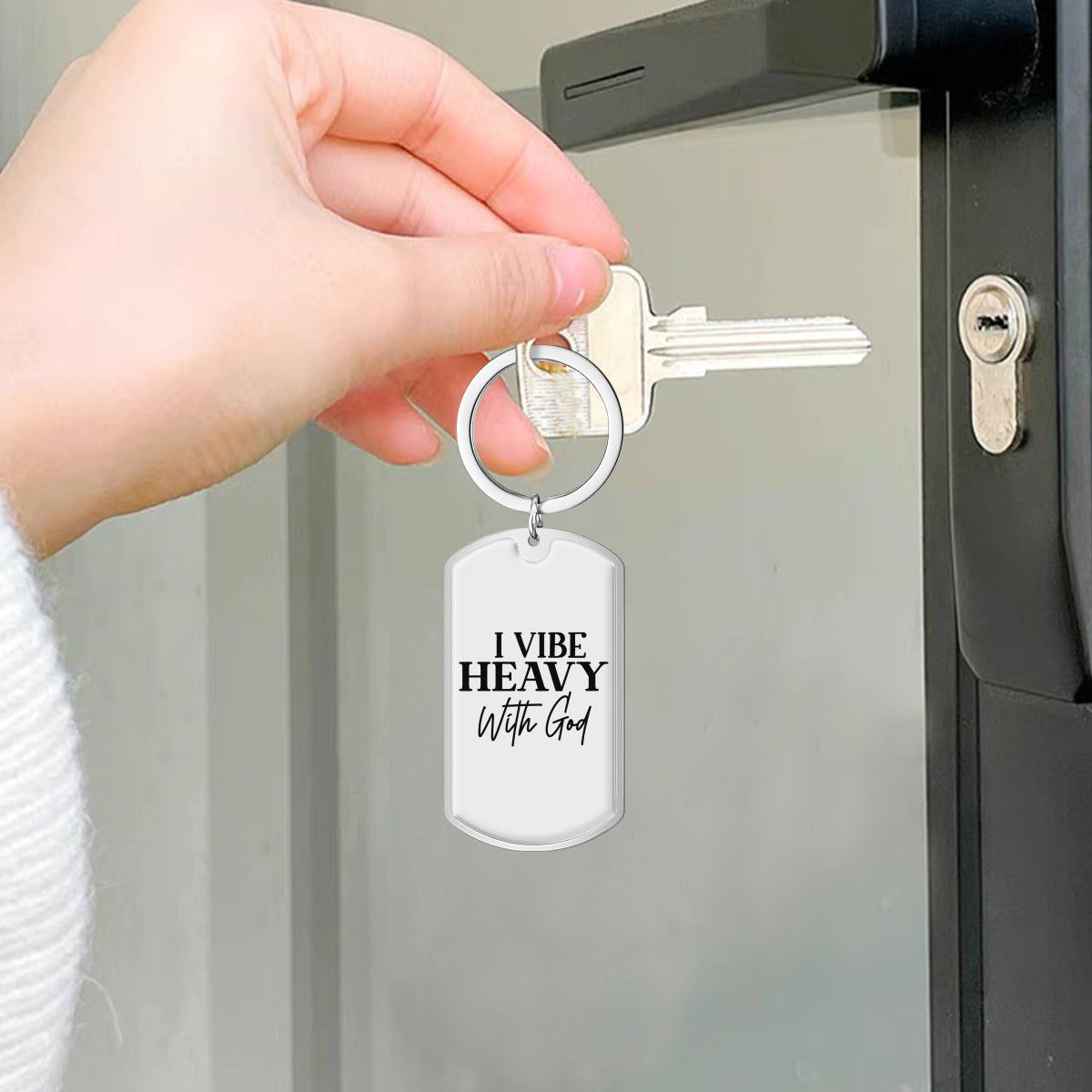 I Vibe Heavy With  Keychain - Inspirational Christian Stainless Steel Accessory - ClaimedbyGodDesigns