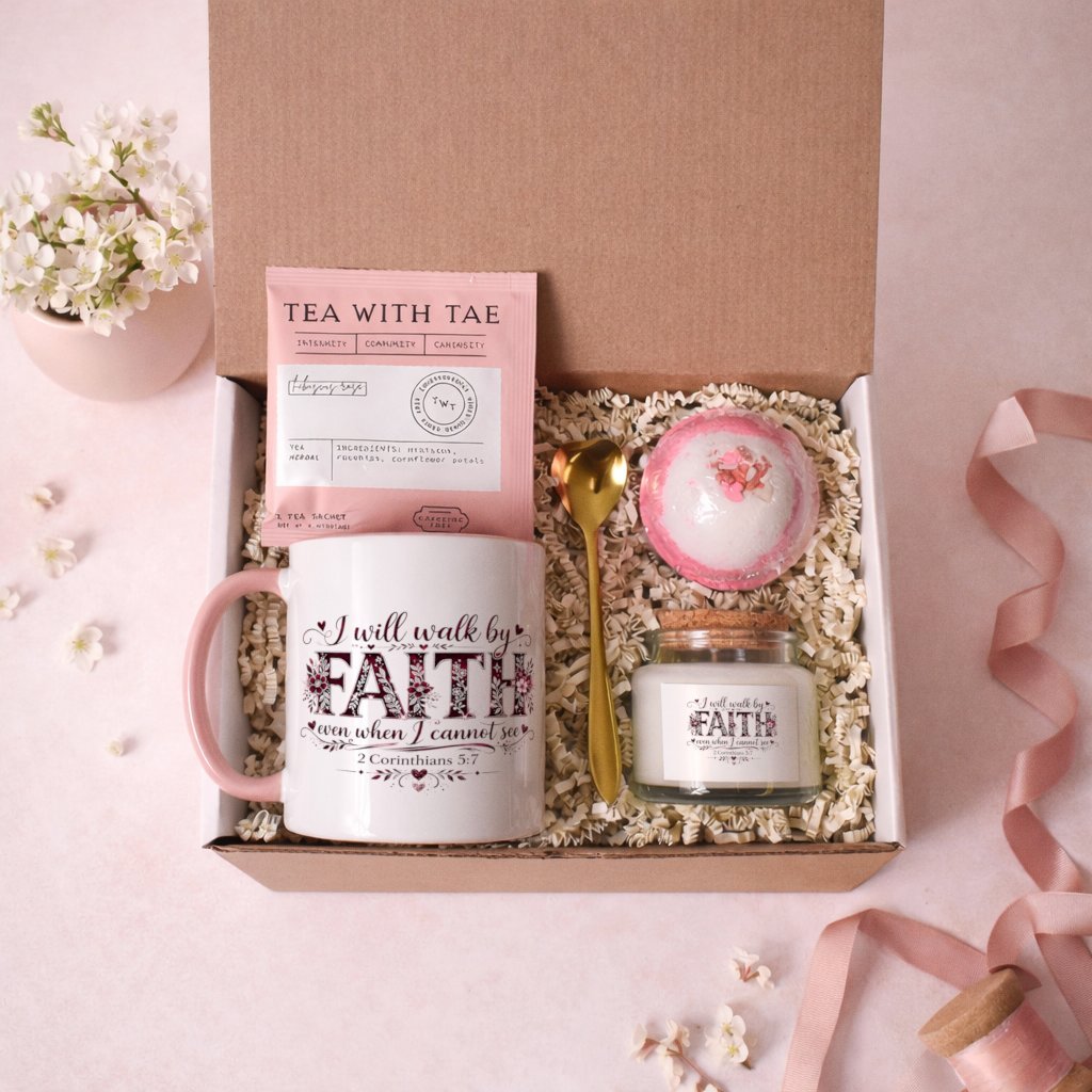 I Will Walk By Faith Relax, Sip & Unwind Christian Gift Set - ClaimedbyGodDesigns
