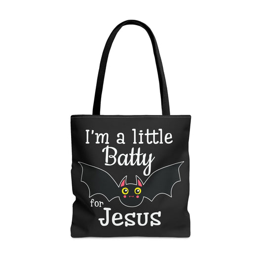 I'm A Little Batty For Jesus Halloween Christian Tote Bag - ClaimedbyGodDesigns