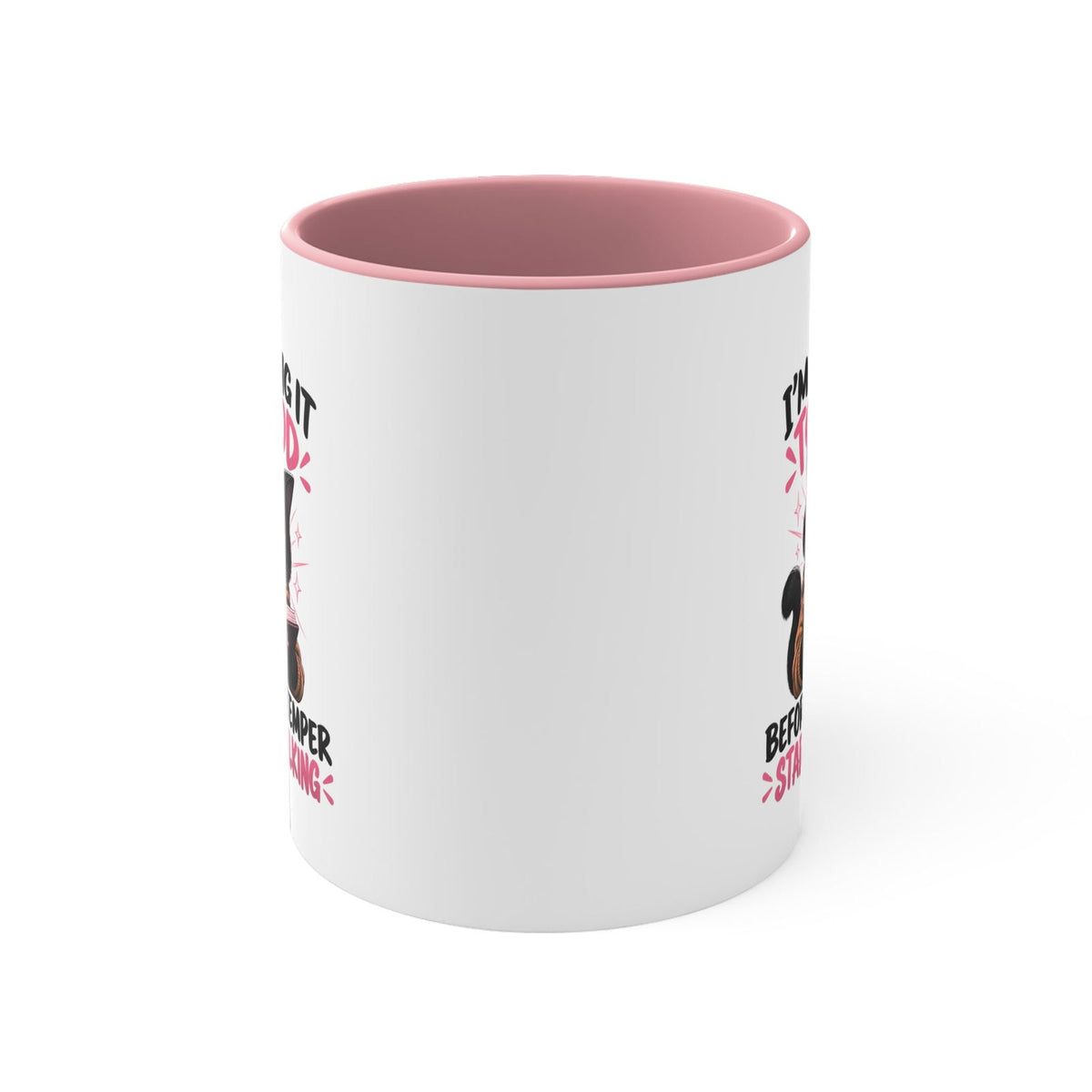 I'm Taking It To God Before My Temper Starts Talking Cat Mug — Funny Faith & Cat Lover Coffee Cup (11oz Accent) - ClaimedbyGodDesigns
