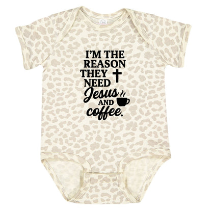 I'm The Reason They Need Him and Coffee Christian Baby Jumpsuit - ClaimedbyGodDesigns