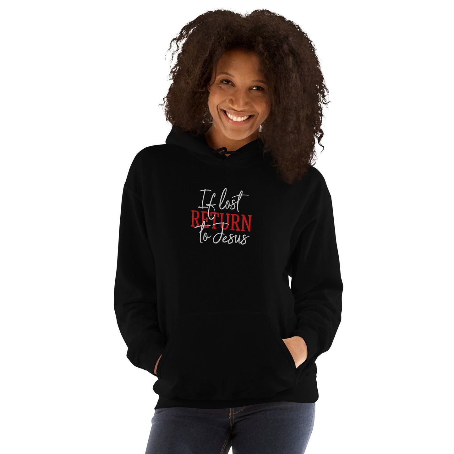 If Lost Return To  Unisex Christian Embroidered Hooded Sweatshirt - ClaimedbyGodDesigns