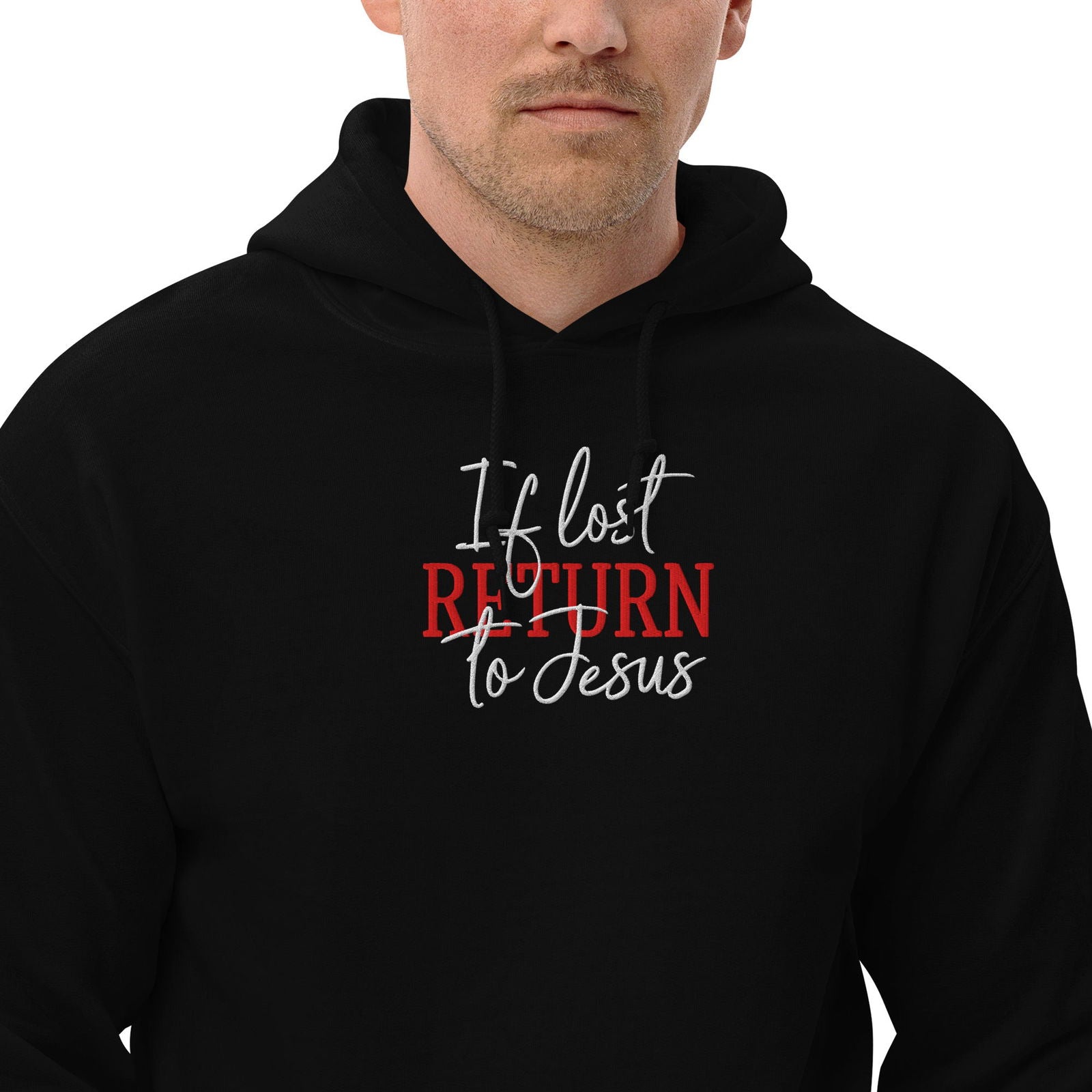 If Lost Return To  Unisex Christian Embroidered Hooded Sweatshirt - ClaimedbyGodDesigns