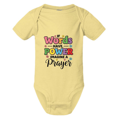 If Words Have Power Imagine A Prayer Christian Baby Jumpsuit - ClaimedbyGodDesigns