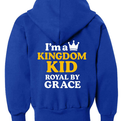 Im A Kingdom Kid Youth Christian Full-zip Hooded Sweatshirt - ClaimedbyGodDesigns