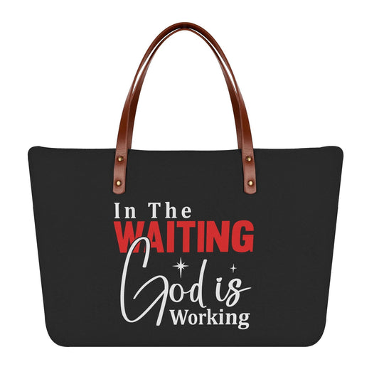 In The Waiting God Is Working Christian Womens Comfort Tote Bag - ClaimedbyGodDesigns