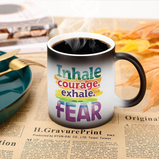 Inhale Courage Exhale Fear Christian Color Changing Mug (Dual-sided ) - ClaimedbyGodDesigns