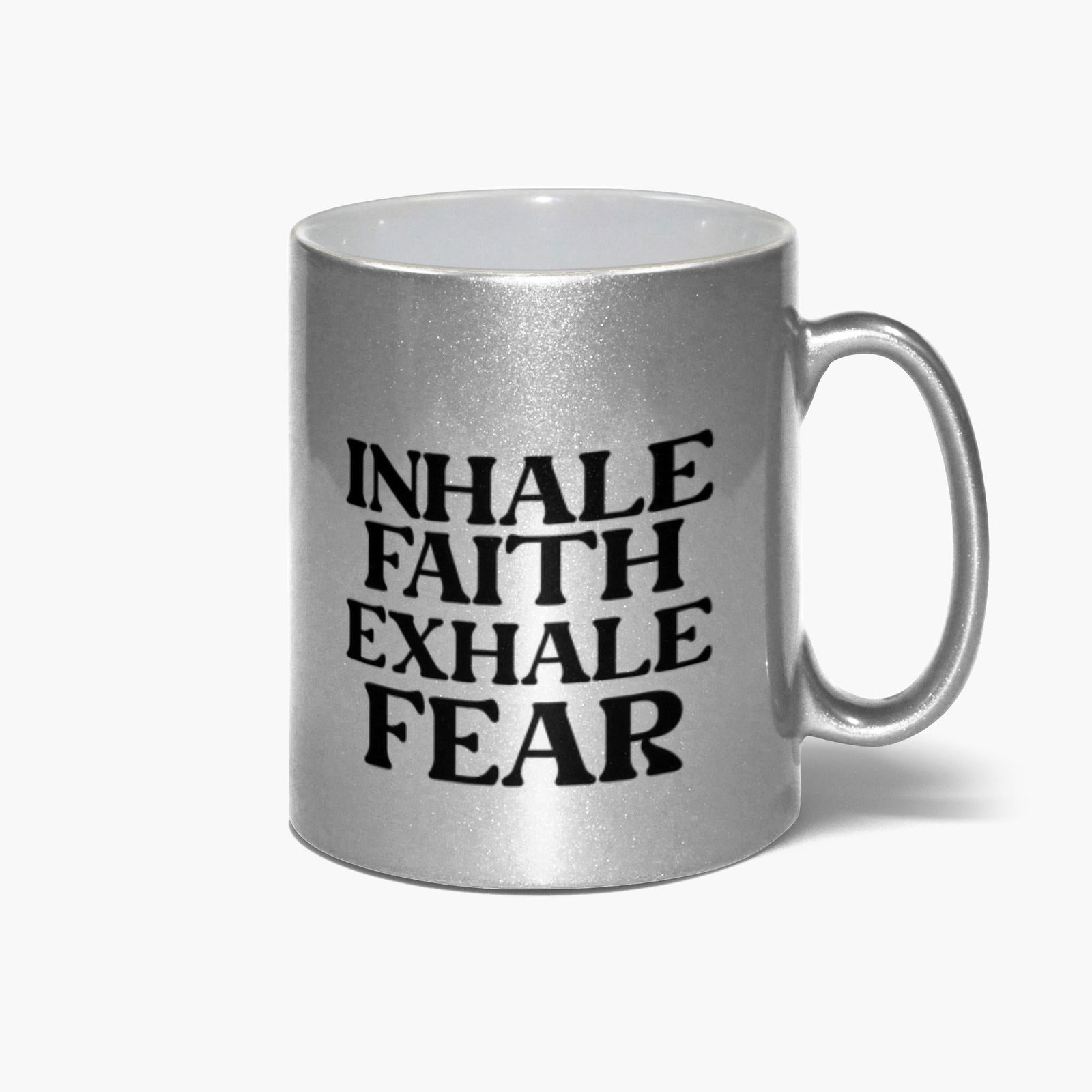 Inhale Faith Exhale Fear Christian Metallic Mug - ClaimedbyGodDesigns