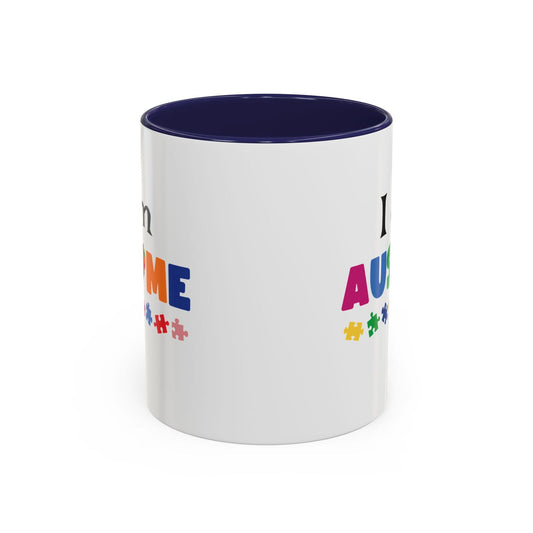 Inspirational Autism Coffee Mug - I am AUSome - 11oz/15oz Accent Mug - Claimed by God Designs