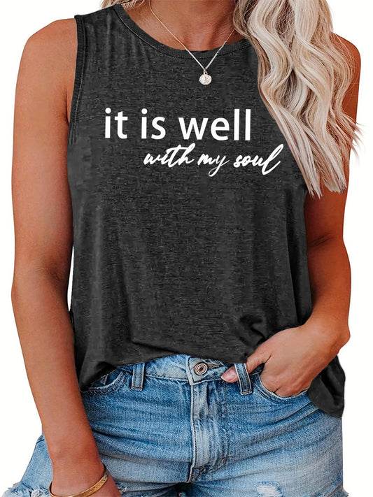 It Is Well With My Soul Plus Size Women's Christian Tank Top - ClaimedbyGodDesigns