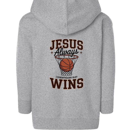 Jesus Always Wins Toddler Christian Full-zip Hooded Sweatshirt - ClaimedbyGodDesigns