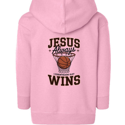 Jesus Always Wins Toddler Christian Full-zip Hooded Sweatshirt - ClaimedbyGodDesigns