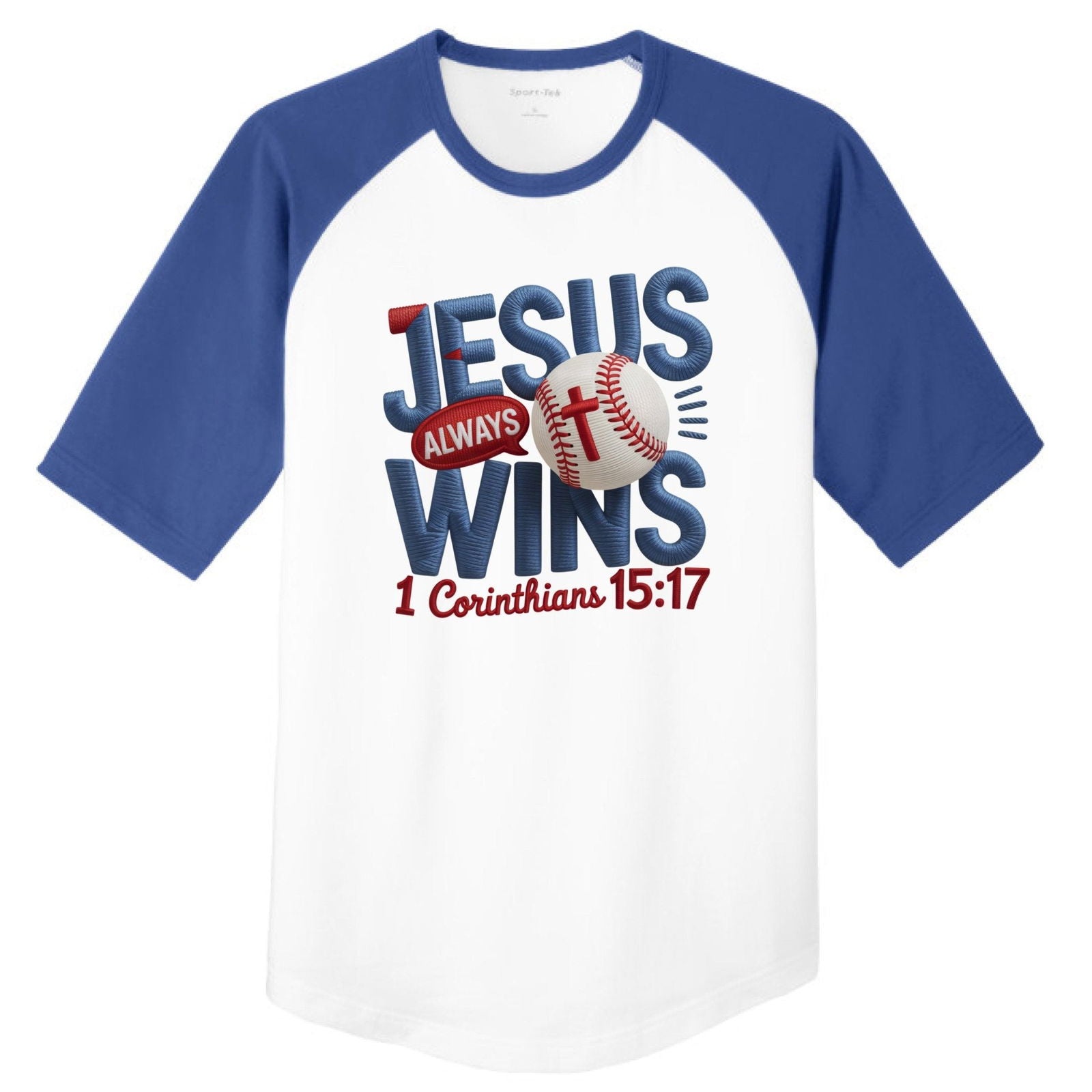 Jesus Always Wins Youth Christian  Colorblock Raglan Jersey - ClaimedbyGodDesigns