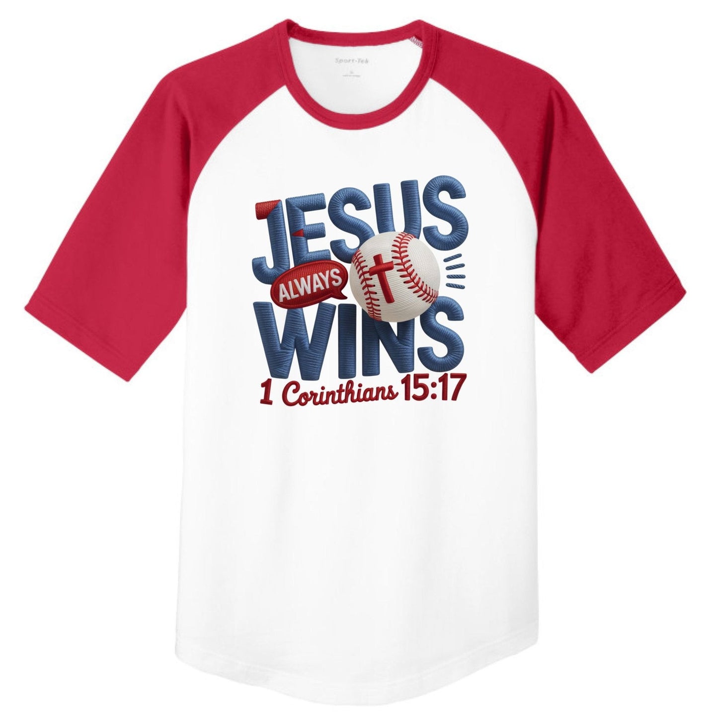 Jesus Always Wins Youth Christian  Colorblock Raglan Jersey - ClaimedbyGodDesigns