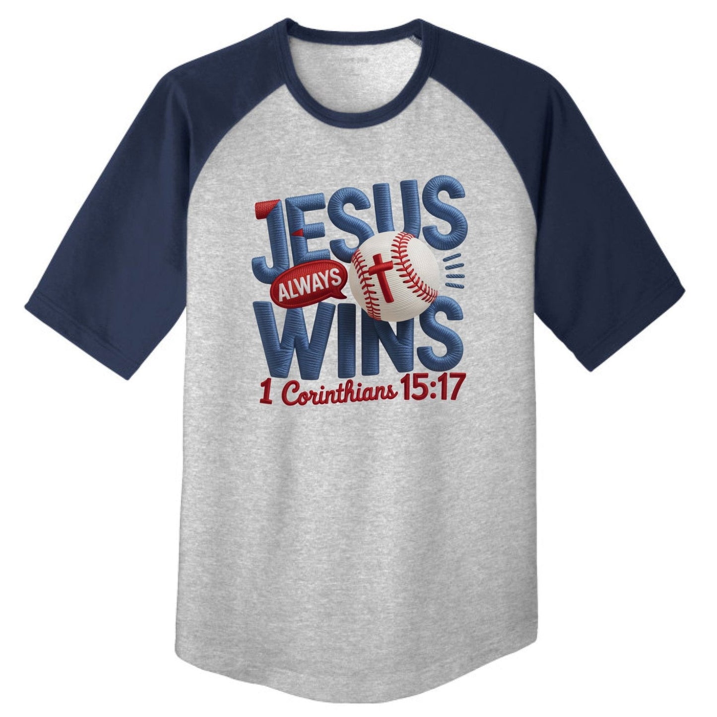 Jesus Always Wins Youth Christian  Colorblock Raglan Jersey - ClaimedbyGodDesigns