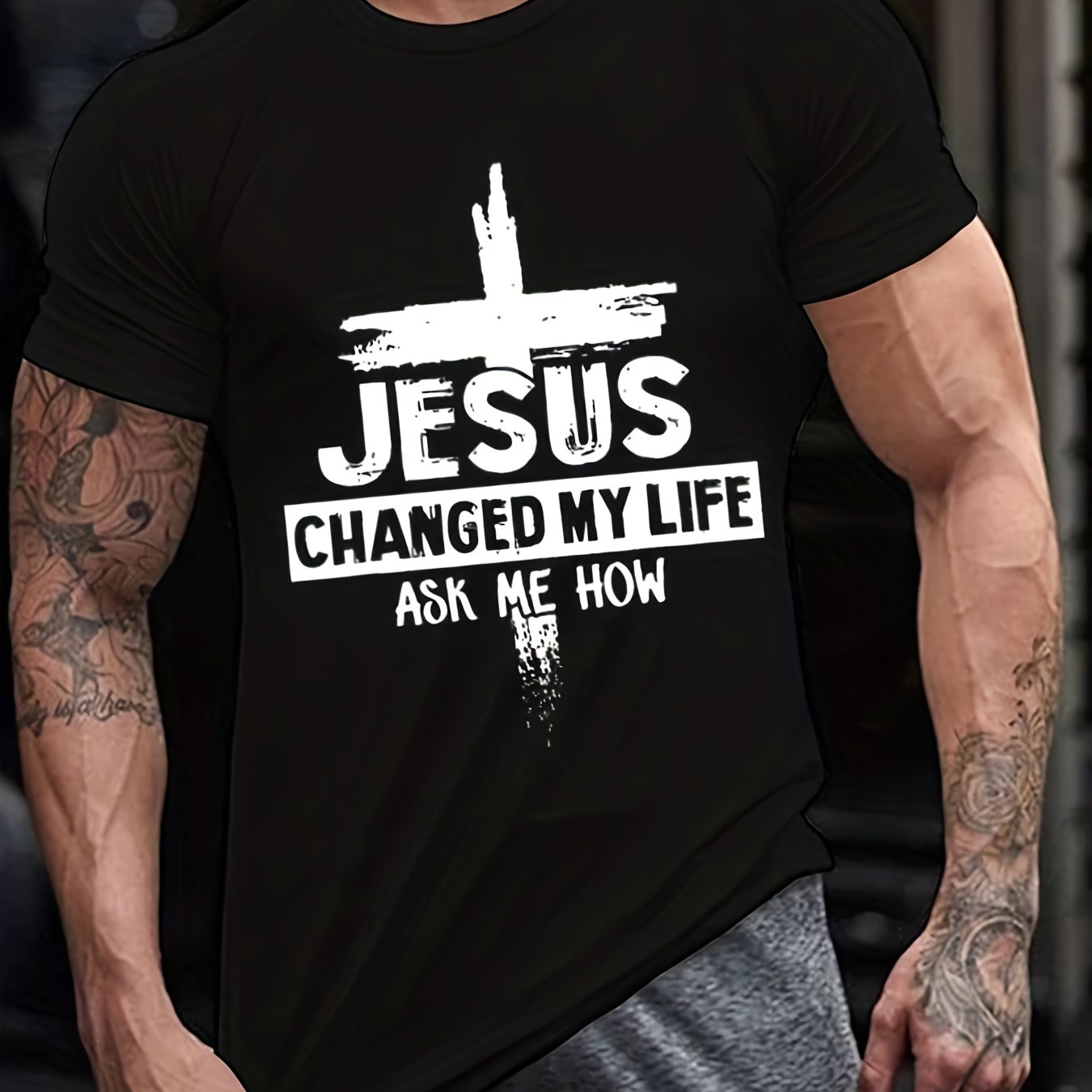 Jesus Changed My Life Ask Me How Men's Christian T-shirt - ClaimedbyGodDesigns