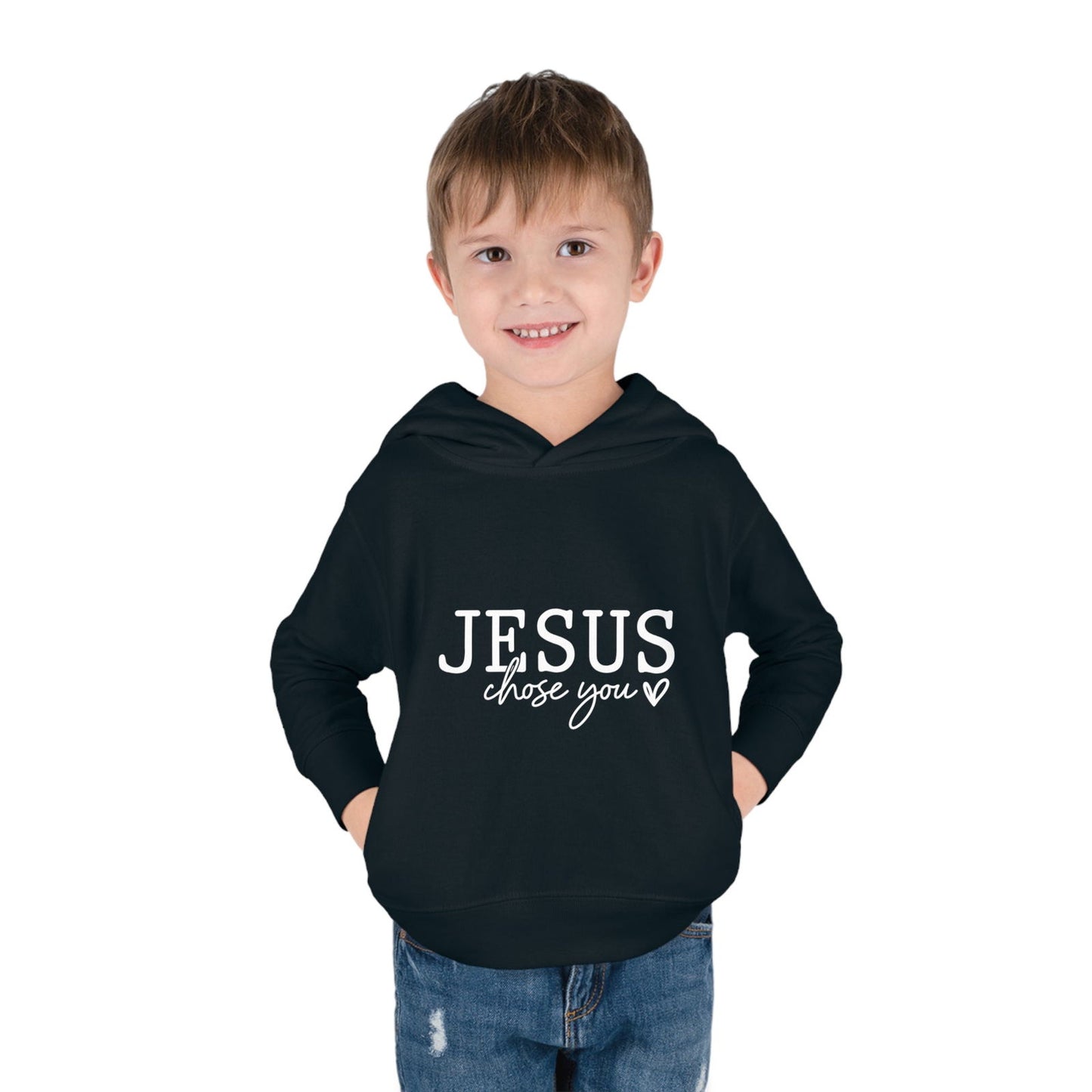 Jesus Chose You (2) Christian Toddler Pullover Fleece Hooded Sweatshirt - ClaimedbyGodDesigns