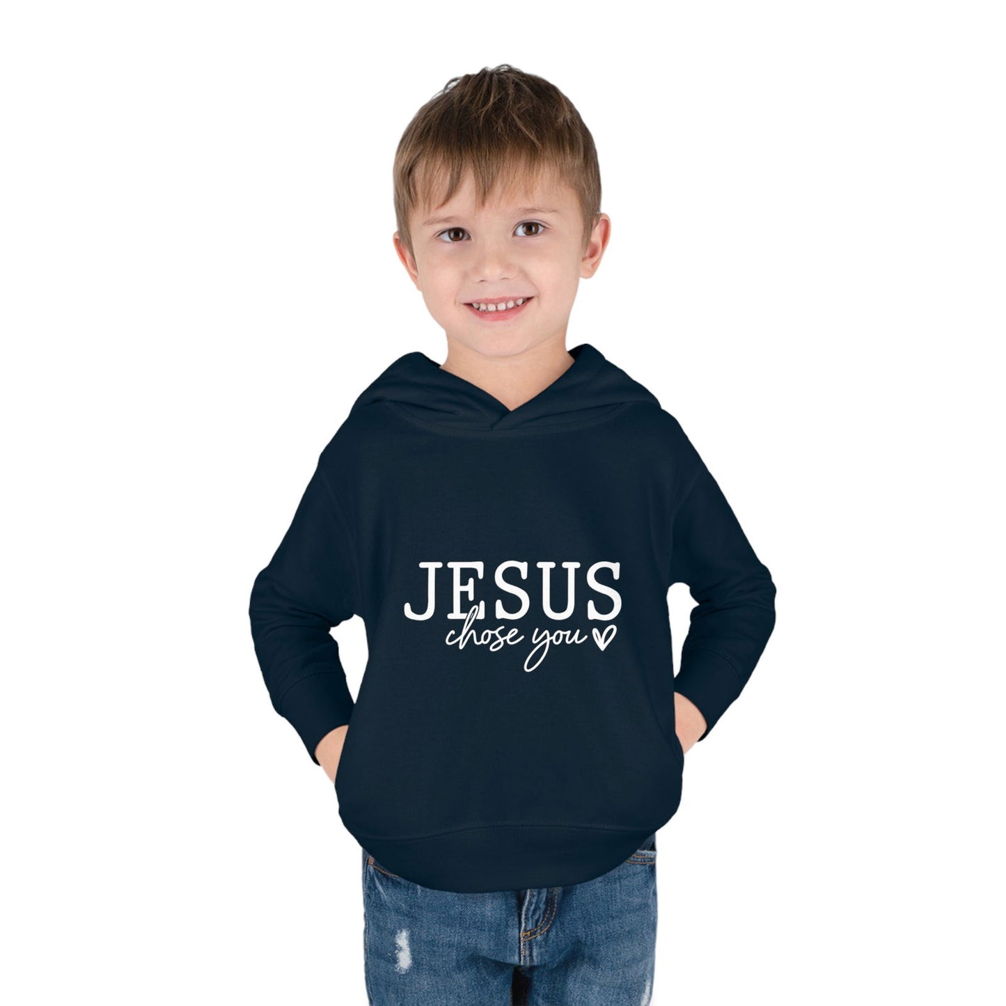 Jesus Chose You (2) Christian Toddler Pullover Fleece Hooded Sweatshirt - ClaimedbyGodDesigns