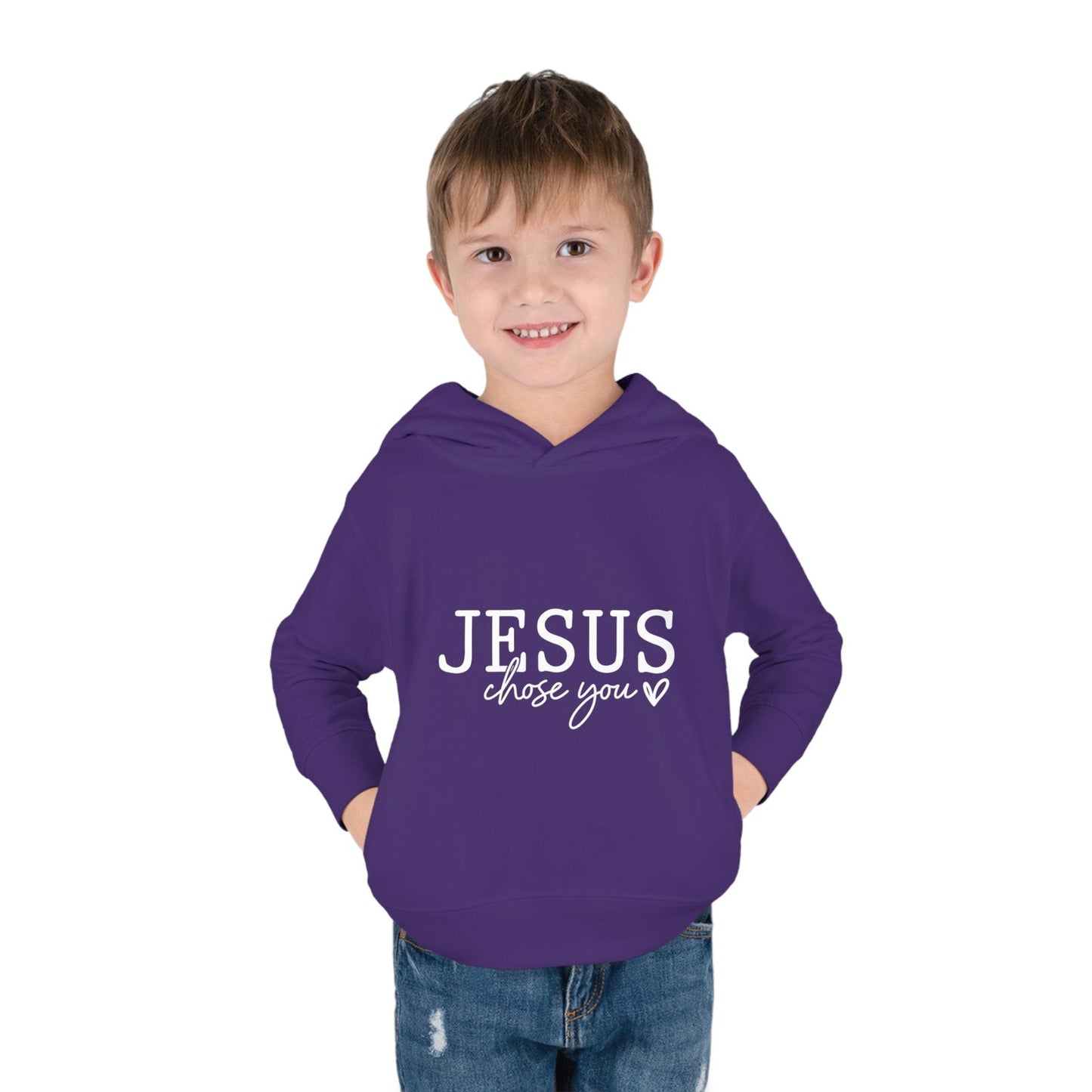 Jesus Chose You (2) Christian Toddler Pullover Fleece Hooded Sweatshirt - ClaimedbyGodDesigns