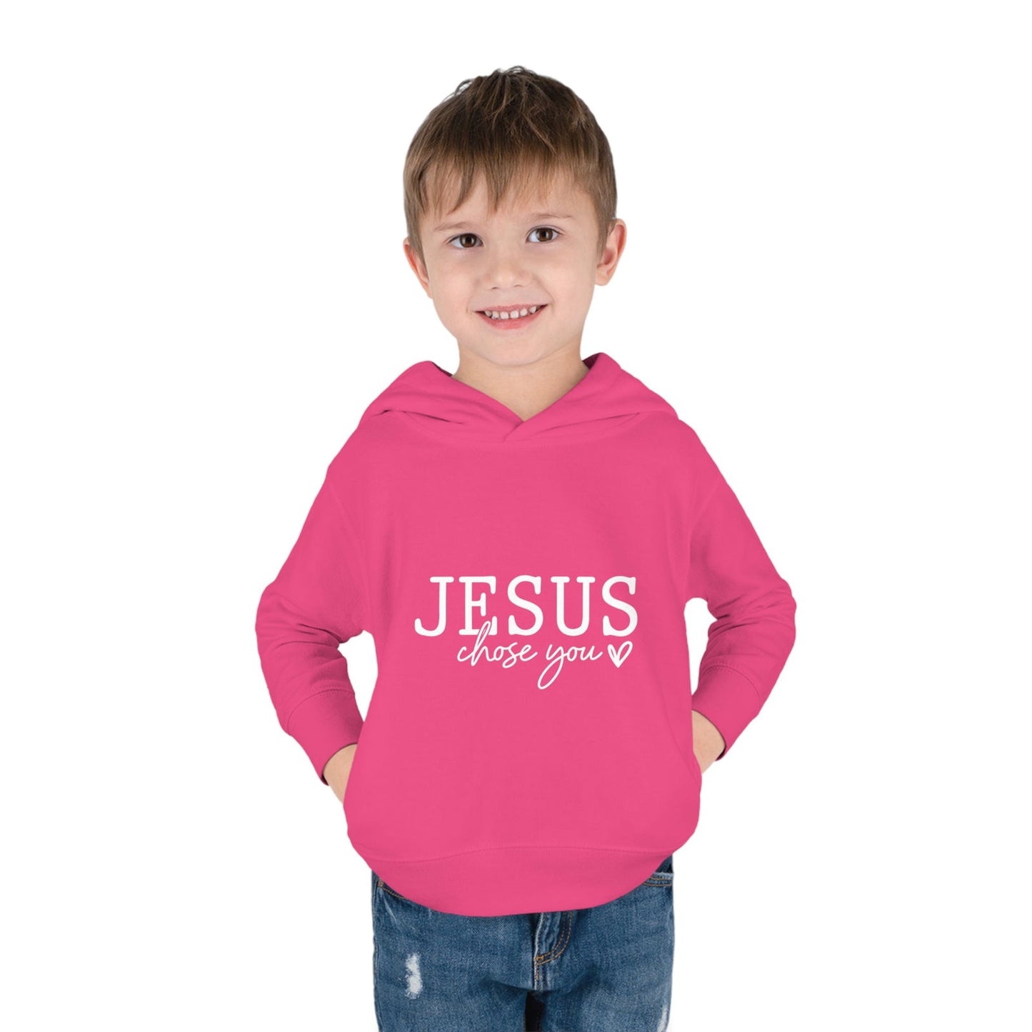 Jesus Chose You (2) Christian Toddler Pullover Fleece Hooded Sweatshirt - ClaimedbyGodDesigns
