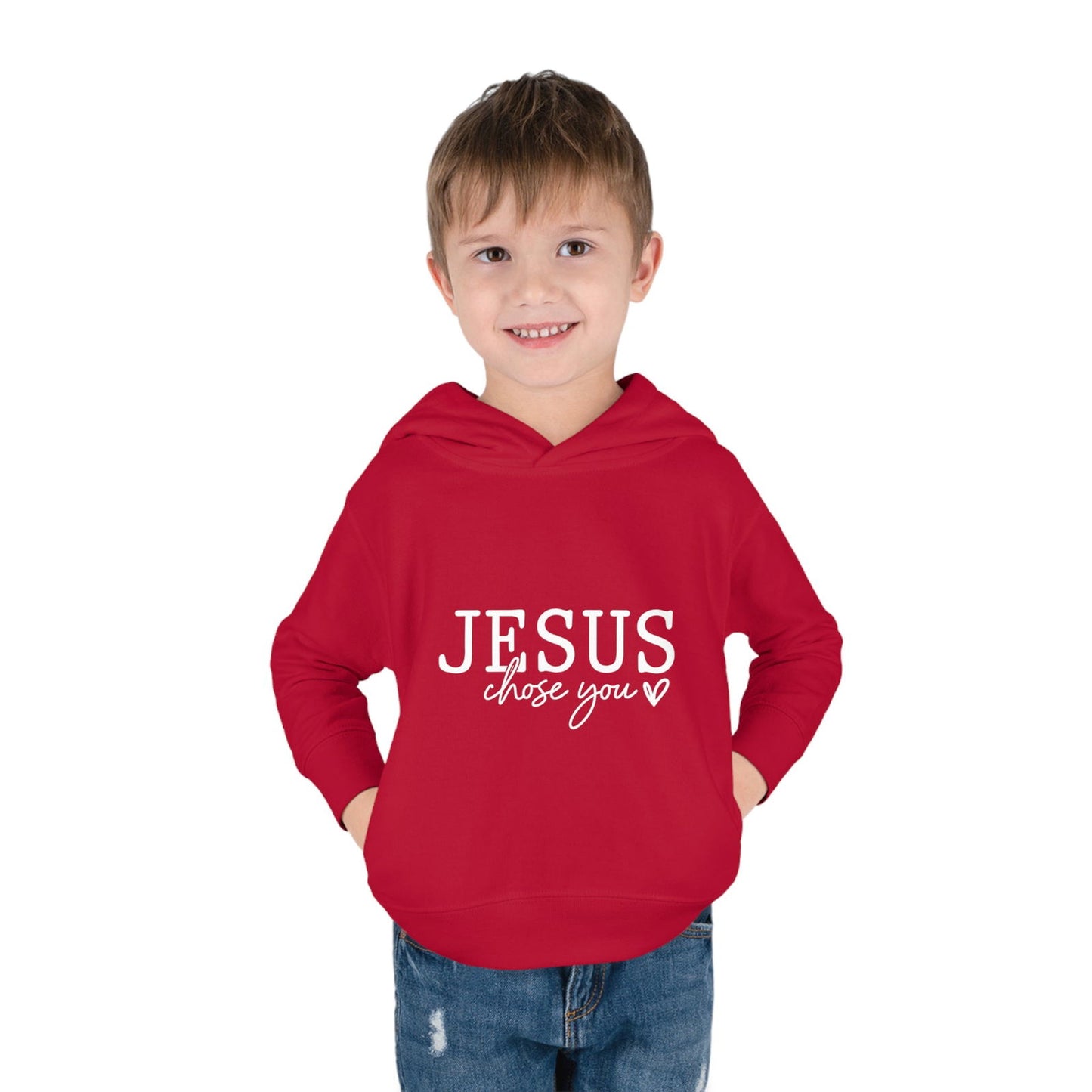 Jesus Chose You (2) Christian Toddler Pullover Fleece Hooded Sweatshirt - ClaimedbyGodDesigns