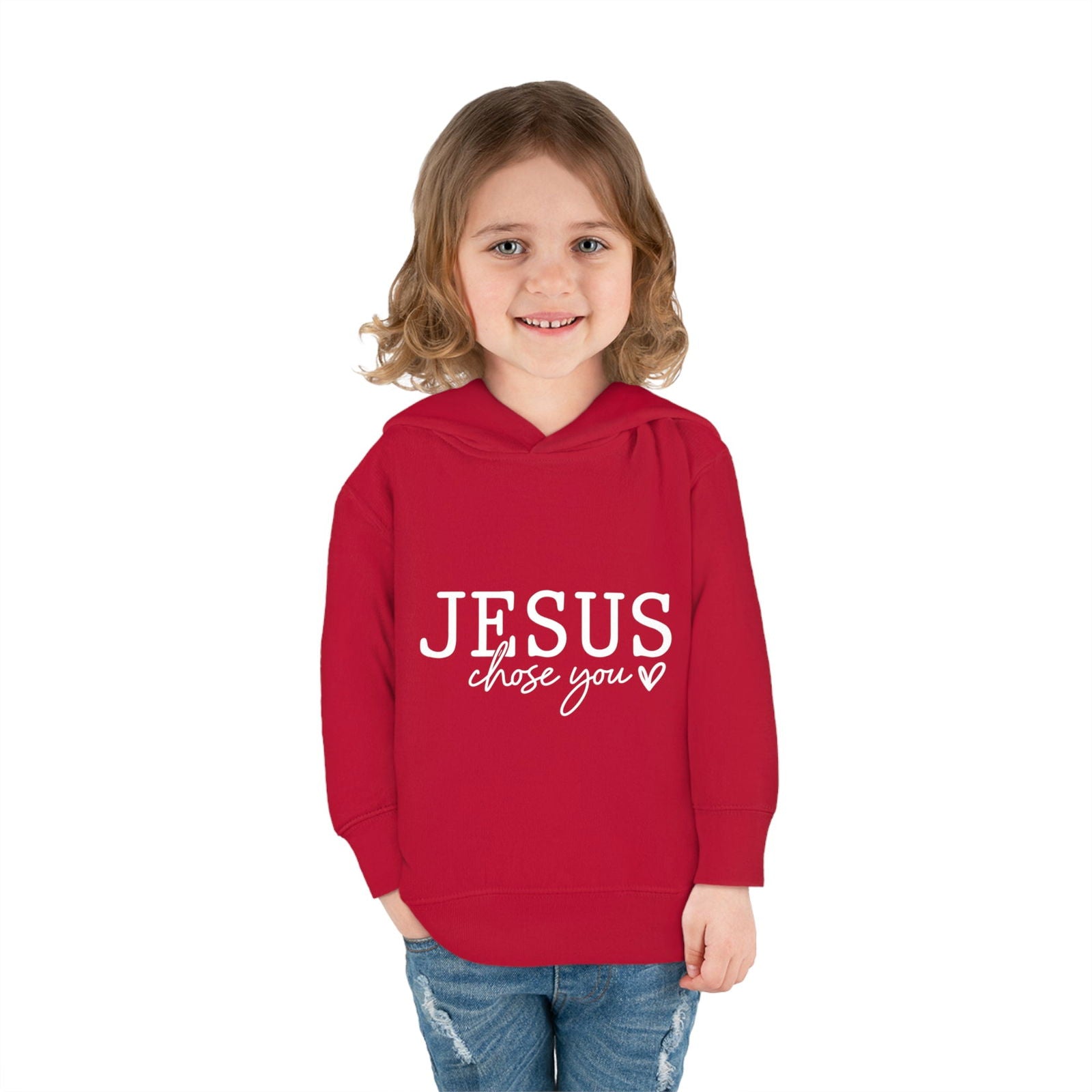 Jesus Chose You (2) Christian Toddler Pullover Fleece Hooded Sweatshirt - ClaimedbyGodDesigns