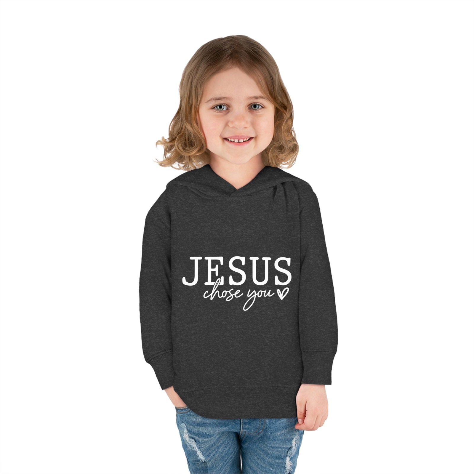 Jesus Chose You (2) Christian Toddler Pullover Fleece Hooded Sweatshirt - ClaimedbyGodDesigns