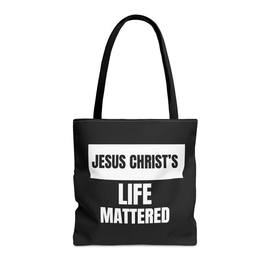 Jesus Christ's Life Mattered Christian Tote Bag - ClaimedbyGodDesigns