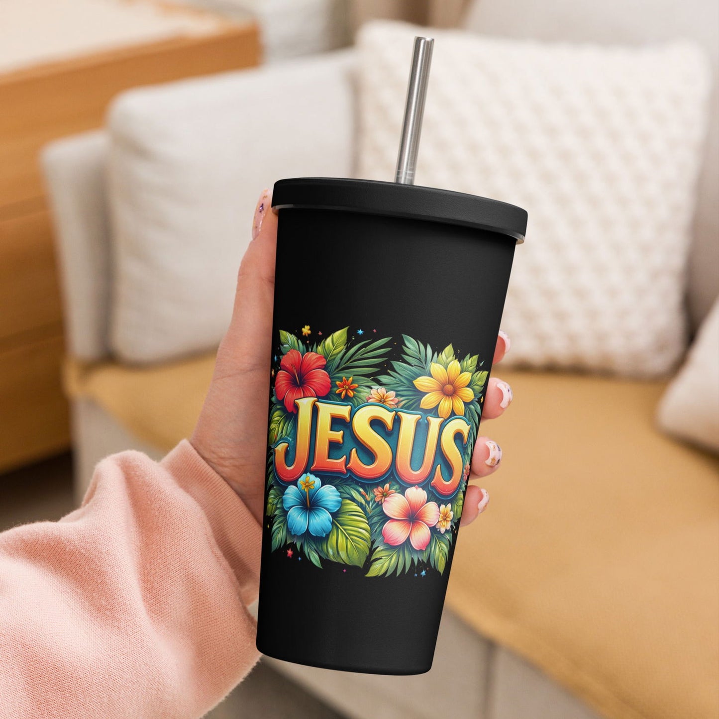 Jesus Christian Insulated 20oz Tumbler with a straw - ClaimedbyGodDesigns