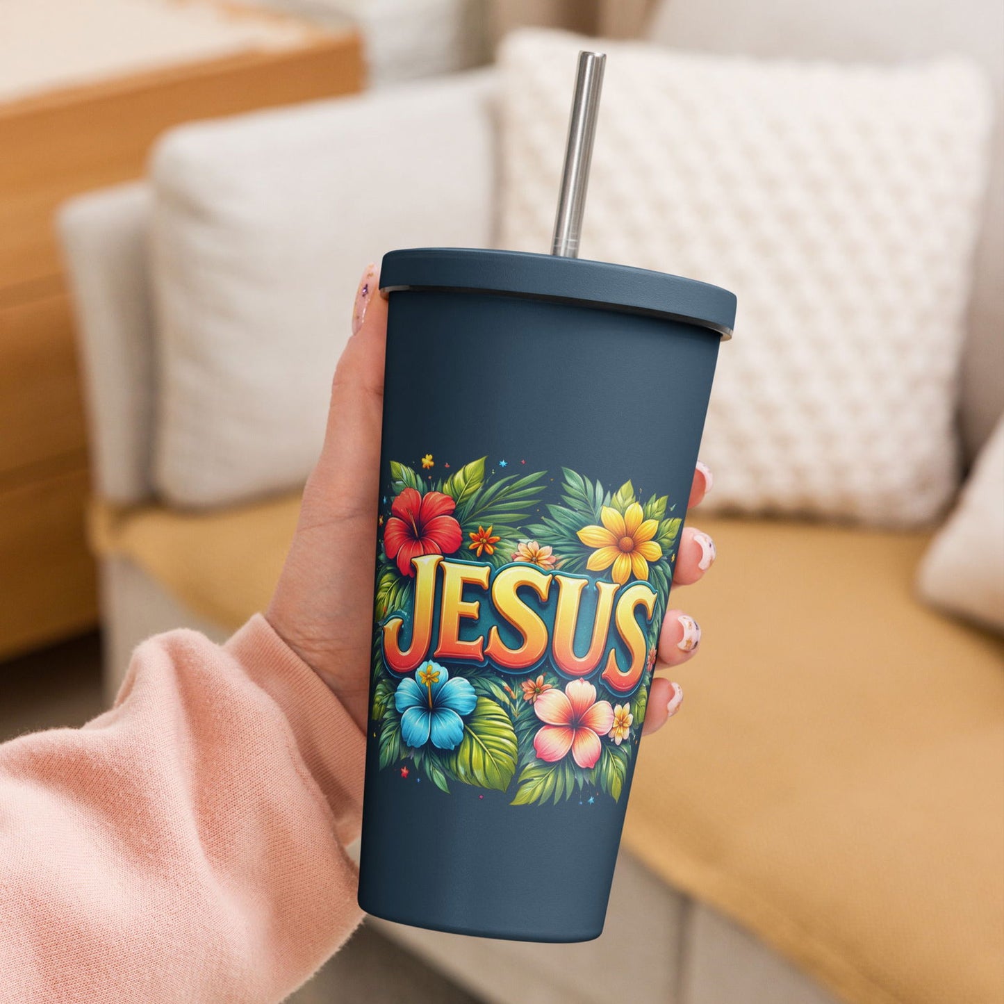 Jesus Christian Insulated 20oz Tumbler with a straw - ClaimedbyGodDesigns
