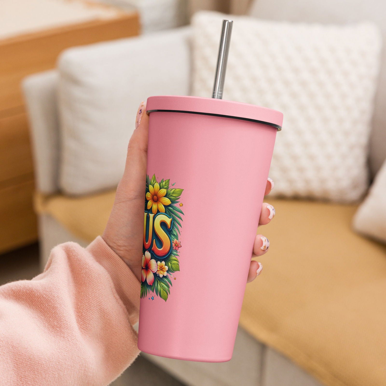 Jesus Christian Insulated 20oz Tumbler with a straw - ClaimedbyGodDesigns