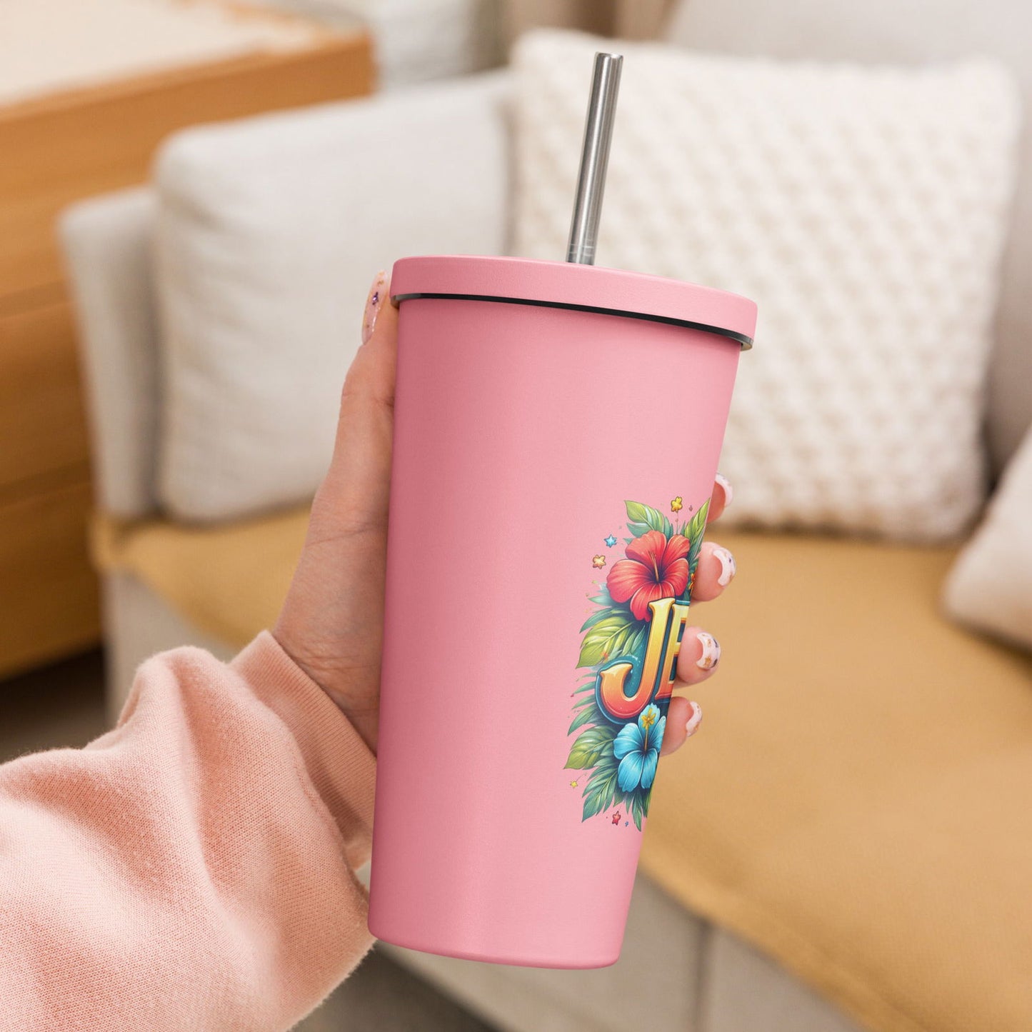 Jesus Christian Insulated 20oz Tumbler with a straw - ClaimedbyGodDesigns
