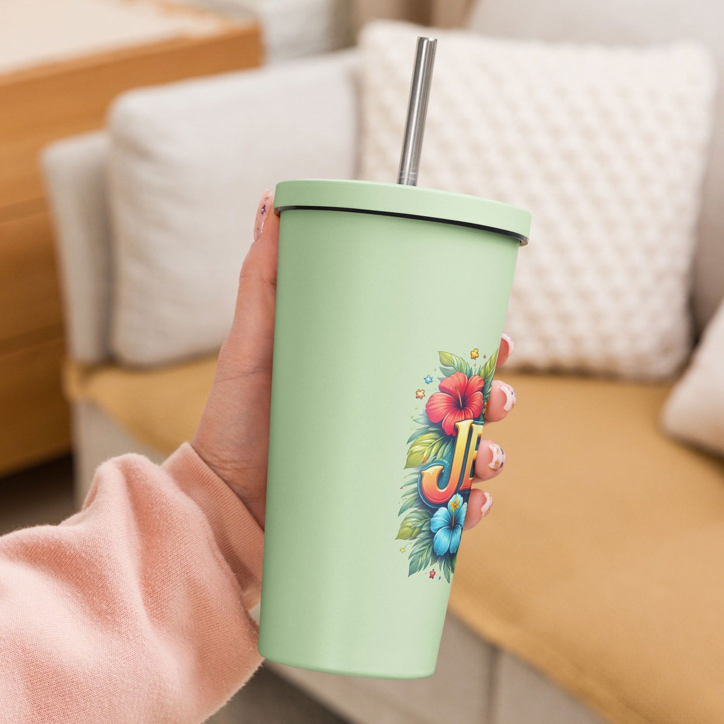 Jesus Christian Insulated 20oz Tumbler with a straw - ClaimedbyGodDesigns