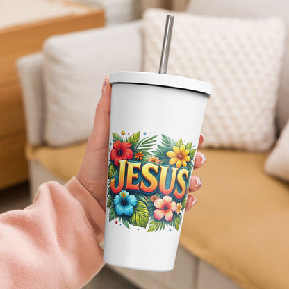 Jesus Christian Insulated 20oz Tumbler with a straw - ClaimedbyGodDesigns