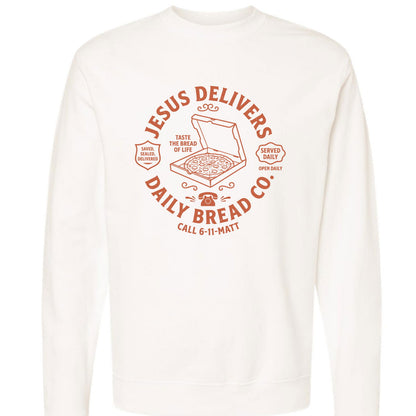 Jesus Delivers Daily Bread Unisex Christian Pullover Sweatshirt - ClaimedbyGodDesigns