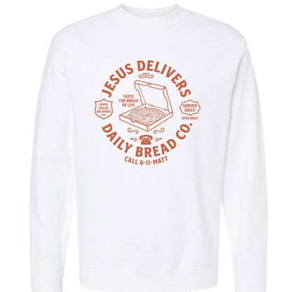 Jesus Delivers Daily Bread Unisex Christian Pullover Sweatshirt - ClaimedbyGodDesigns