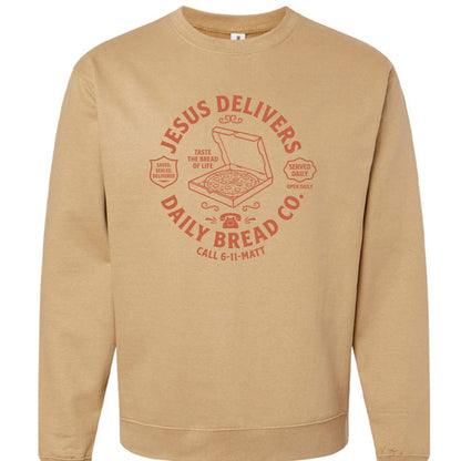 Jesus Delivers Daily Bread Unisex Christian Pullover Sweatshirt - ClaimedbyGodDesigns