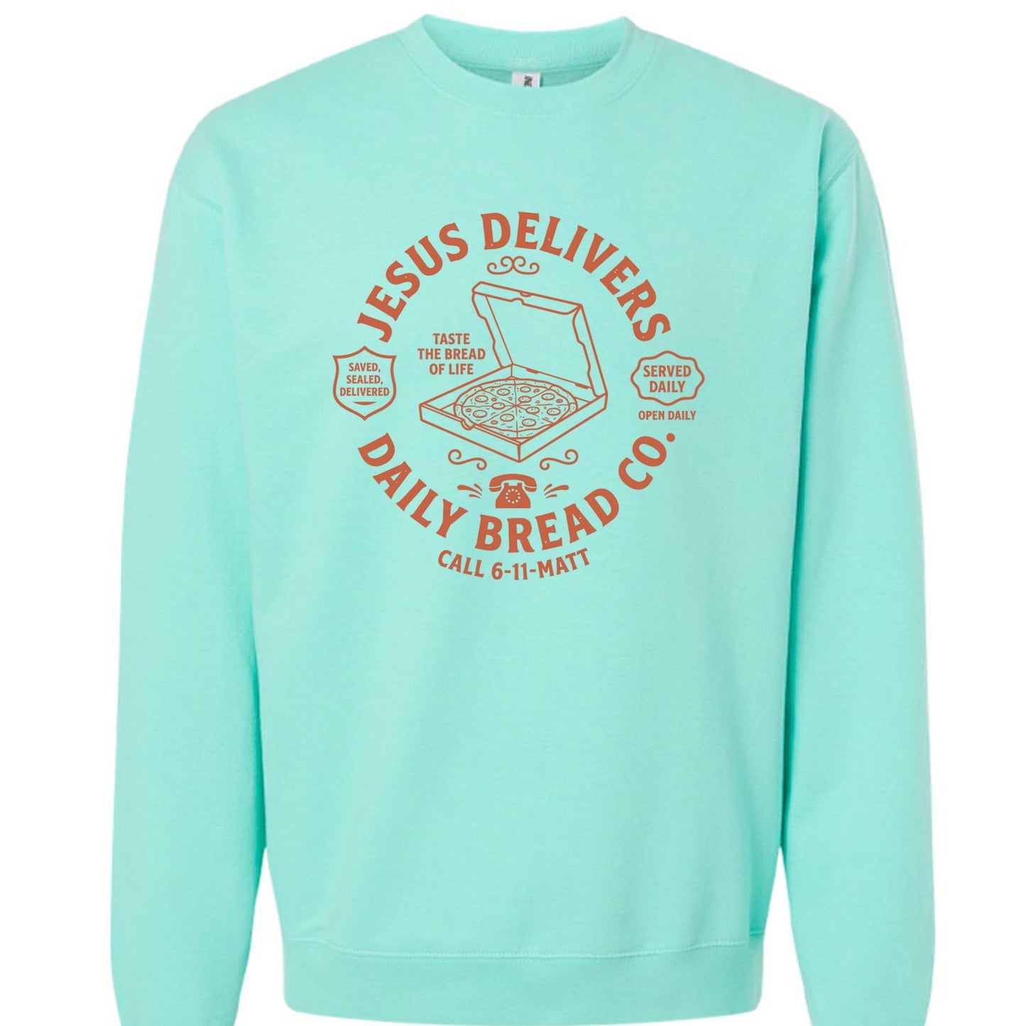 Jesus Delivers Daily Bread Unisex Christian Pullover Sweatshirt - ClaimedbyGodDesigns