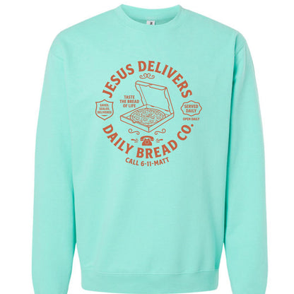 Jesus Delivers Daily Bread Unisex Christian Pullover Sweatshirt - ClaimedbyGodDesigns