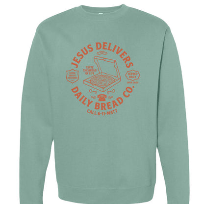 Jesus Delivers Daily Bread Unisex Christian Pullover Sweatshirt - ClaimedbyGodDesigns