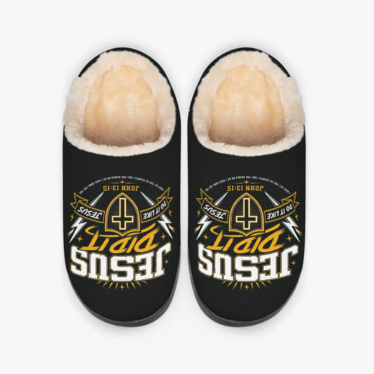 Jesus Did It 2.0 Christian Fluffy Bedroom Slippers - ClaimedbyGodDesigns