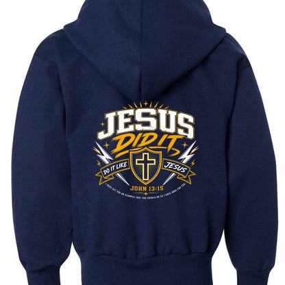 Jesus Did It 2.0 Youth Christian Pullover Sweatshirt - ClaimedbyGodDesigns
