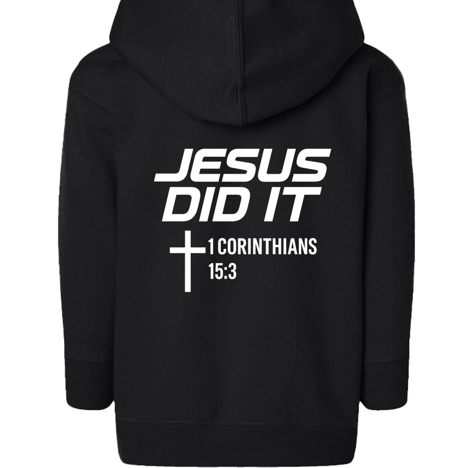 Jesus Did It Toddler Christian Fleece Full-Zip Hooded Sweatshirt - ClaimedbyGodDesigns